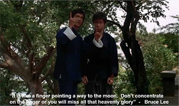 Bruce Lee Finger Pointing To Moon
