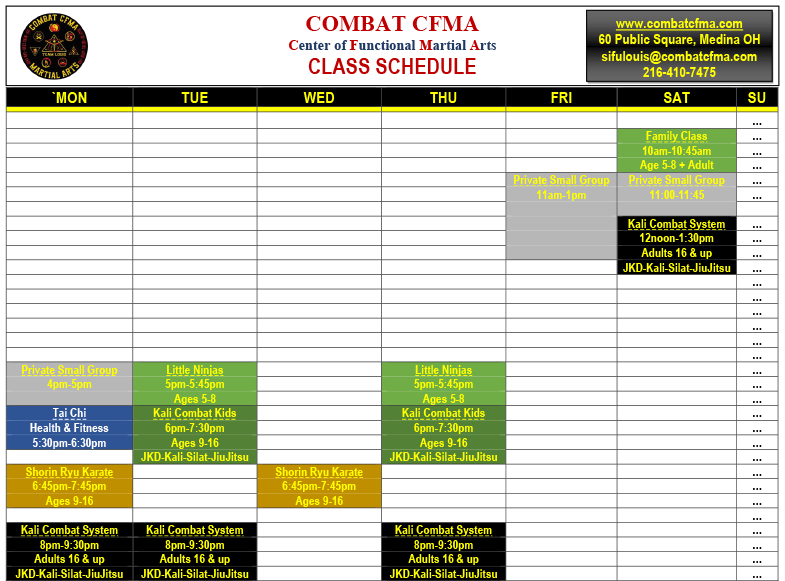 Combat CFMA Schedule